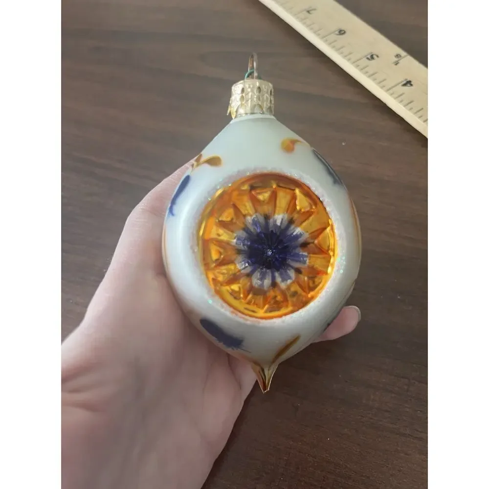 VTG Christopher RADKO Retired Teardrop Ornament Indented. Chipped Tip See Pics
